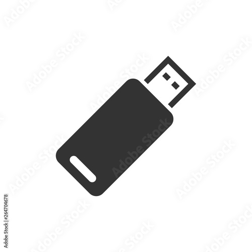 Usb drive icon in flat style. Flash disk vector illustration on white isolated background. Digital memory business concept.