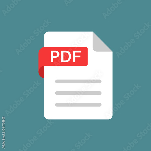 Pdf icon in flat style. Document text vector illustration on white isolated background. Archive business concept.
