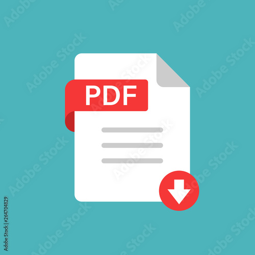 Pdf icon in flat style. Document text vector illustration on white isolated background. Archive business concept.