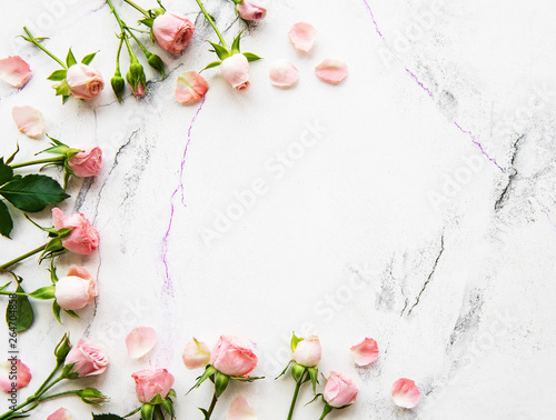 Fototapeta Naklejka Na Ścianę i Meble -  Pink roses frame