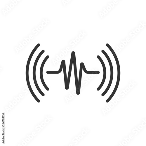 Sound wave icon in flat style. Heart beat vector illustration on white isolated background. Pulse rhythm business concept.