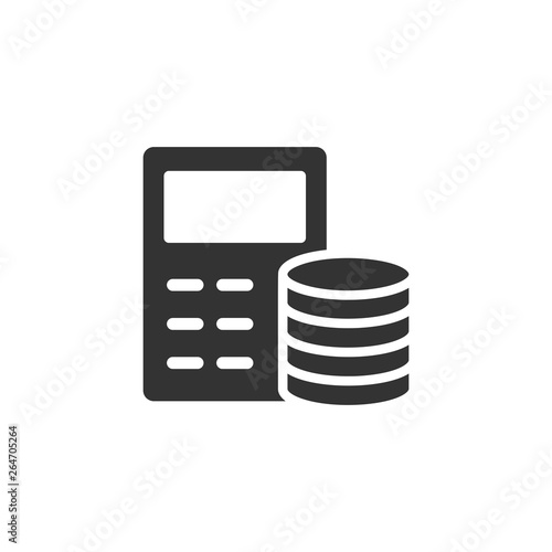 Money calculation icon in flat style. Budget banking vector illustration on white isolated background. Financial payment business concept.