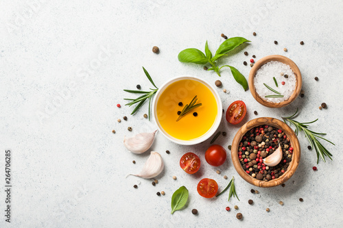 Cooking background with spices and herbs