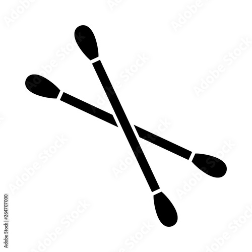 Two cotton swabs or cotton buds flat vector icon for apps and websites
