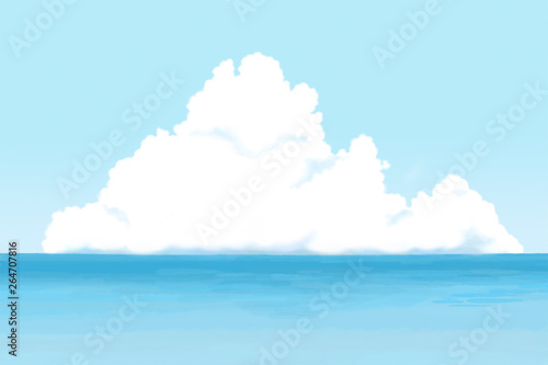 入道雲が見える夏の海の風景
