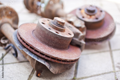 Rusty brake system close up