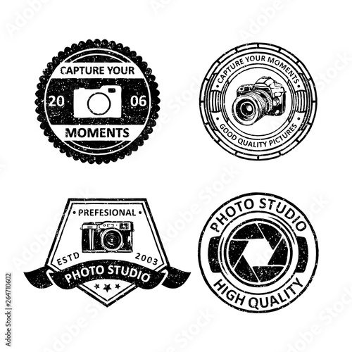 Set of vintage photography badges labels, emblems and logo design