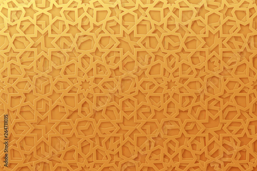 Arabic pattern background. Islamic gold ornament vector.