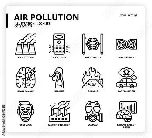 Air pollution icon set