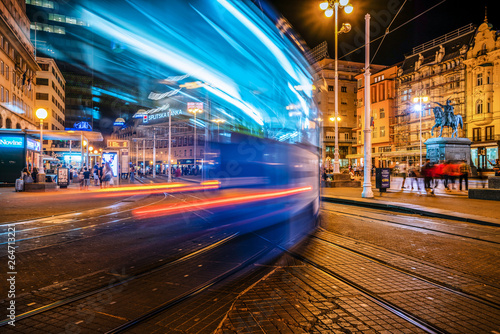 Fototapeta Naklejka Na Ścianę i Meble -  Long exposure shot of Zagreb city, Croatia.