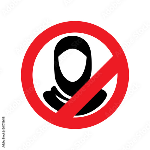 hijab forbidden sign. Isolated Vector Illustration