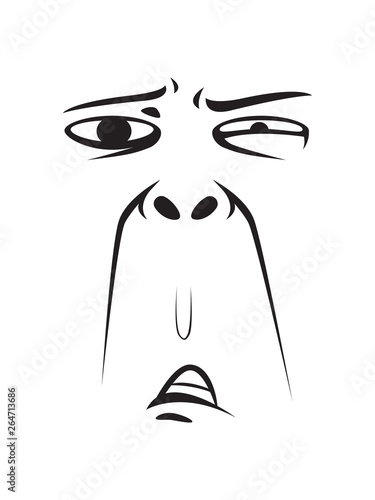 Long Face Expression - Pissed Off. Isolated Vector Illustration