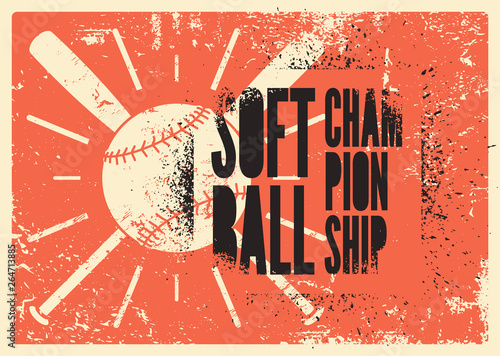 Canvas Print Softball Championship typographical vintage grunge style poster