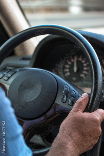 steering wheel of a car