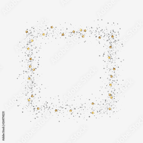 Decorative frame with glitter tinsel of confetti.