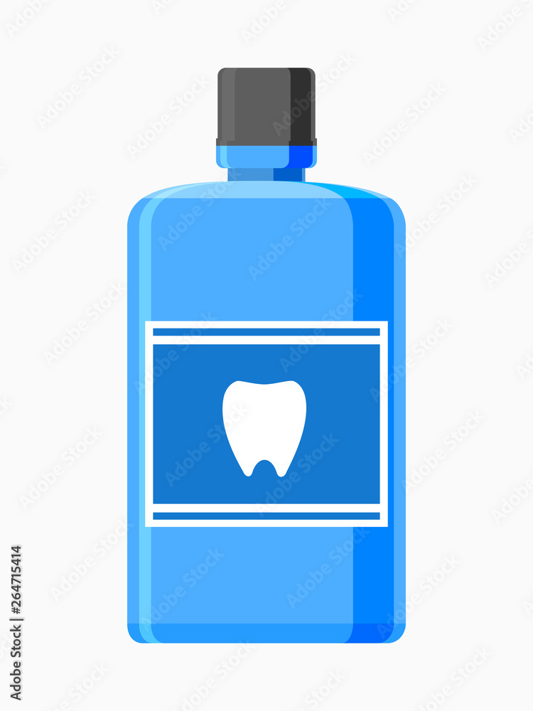 blue Mouthwash with teeth icon. Isolated Vector Illustration blue Mouthwash with teeth icon. Isolated Vector Illustration