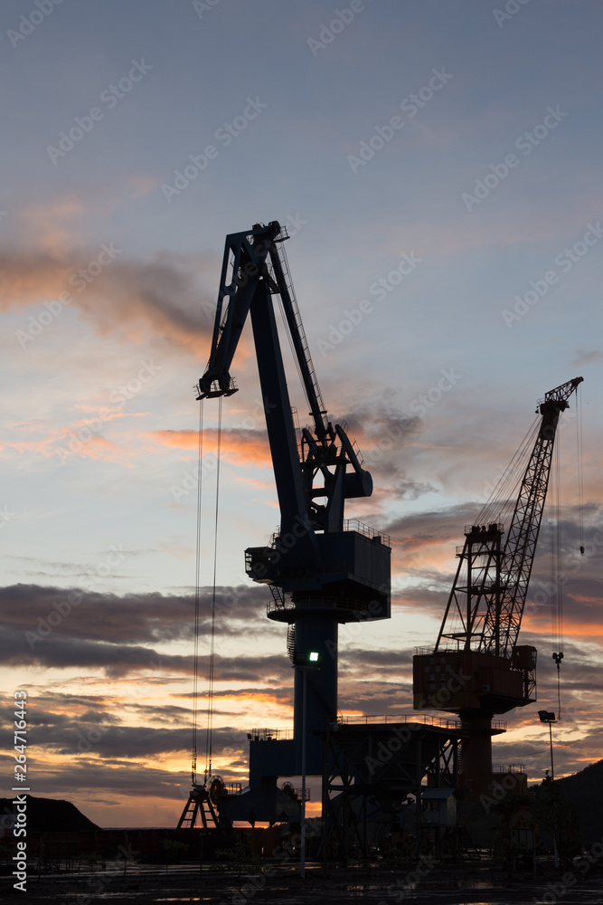 Port crane in the sunset Port crane in the sunset