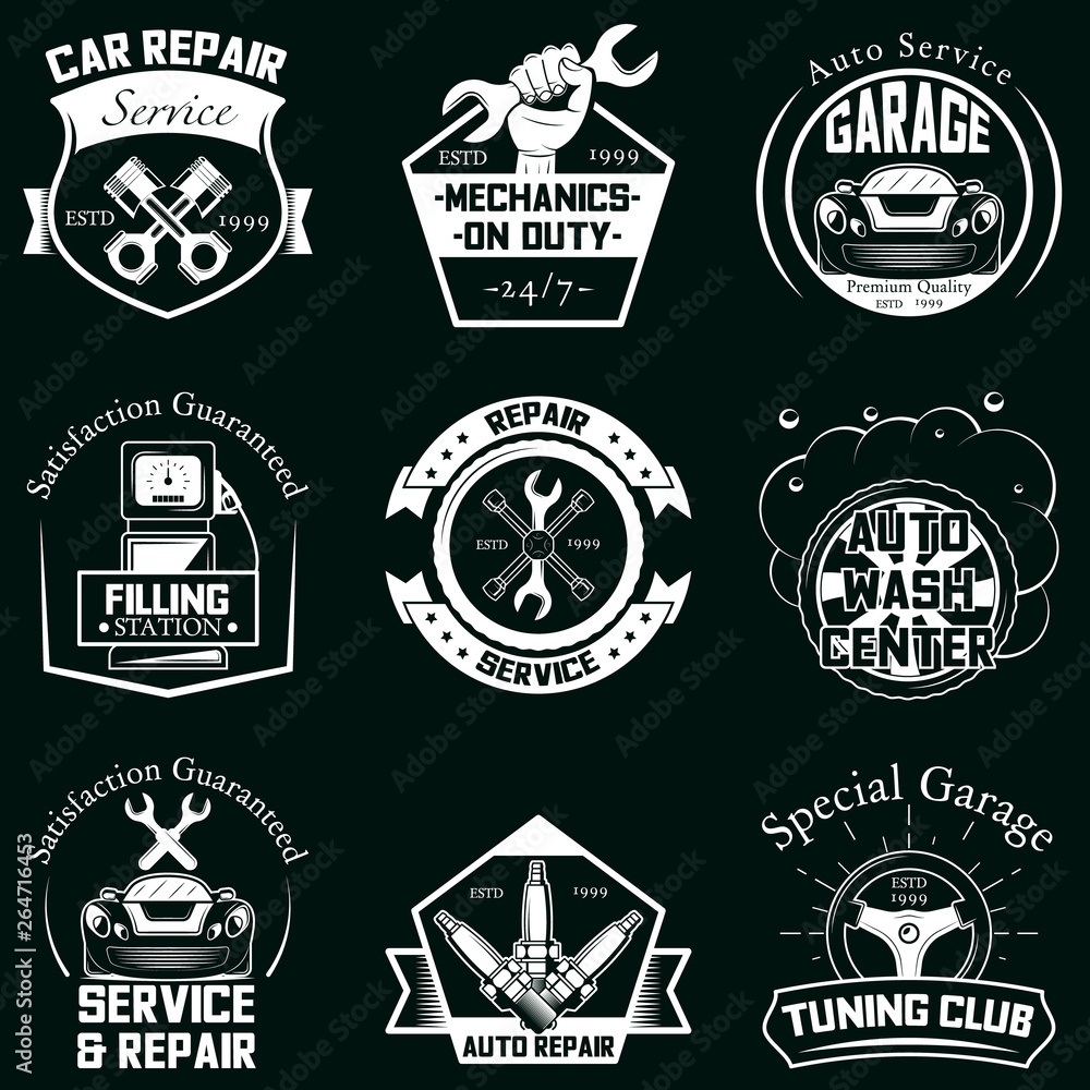 Vector set of car service badges labels logo