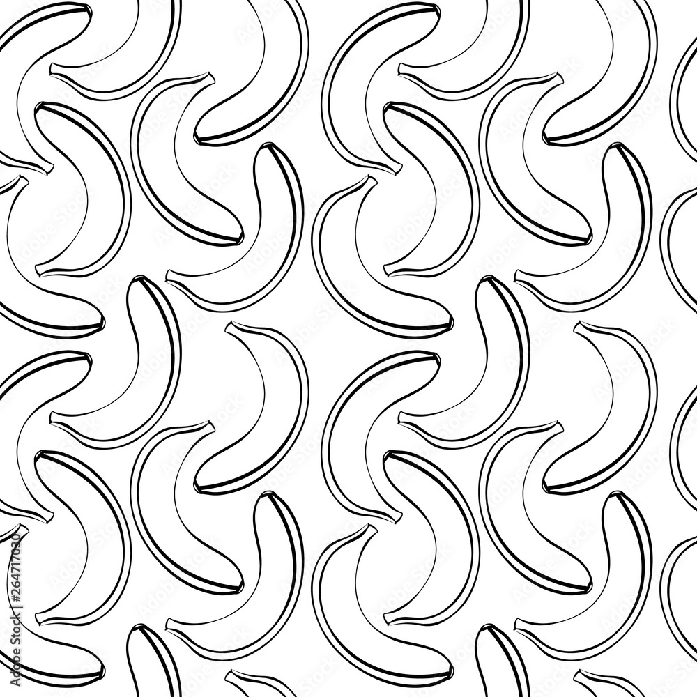 Seamless pattern of cartoon bananas. Drawn fruit on a white back Seamless pattern of cartoon bananas. Drawn fruit on a white back
