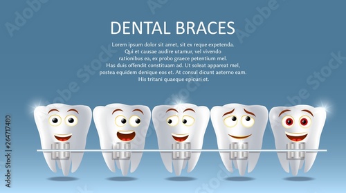 Dental braces concept vector poster banner template