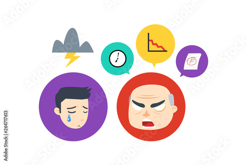 The mad boss with man employee because of bad result