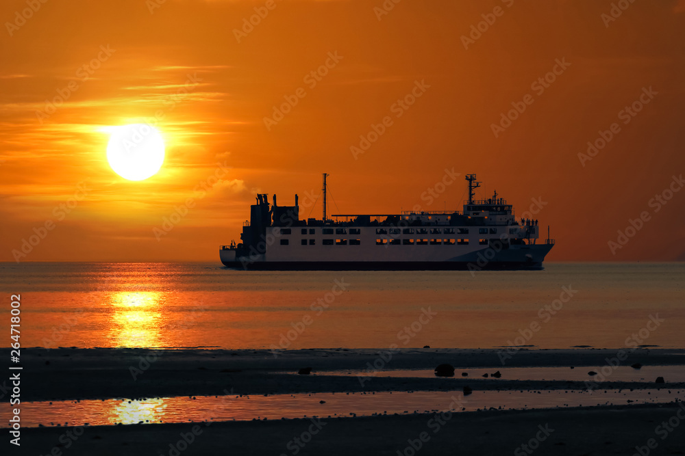The ferry sailing at sea episode sunset
