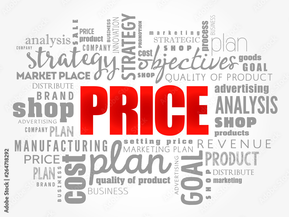 PRICE word cloud collage, business concept background