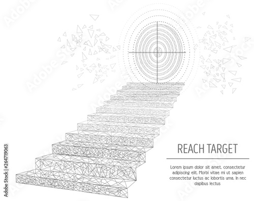 Reach target concept vector polygonal art style illustration