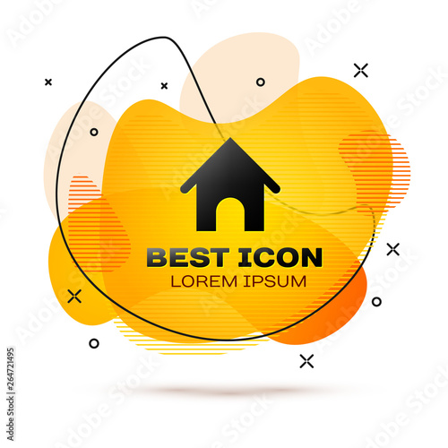 Black Dog house icon isolated on white background. Dog kennel. Fluid color banner. Vector Illustration