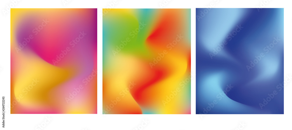 Bright set of cards with color trendy gradient. Abstract trendy  background, colorful texture. Creative design, minimalism. Beautiful vertical wallpaper. Multicolor image
