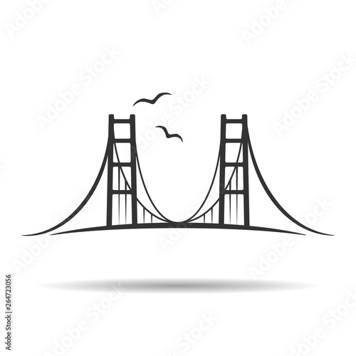 San Francisco famous bridge. California isolated vector logotype. Travel, journey, trip, vacation beach icon. USA state.