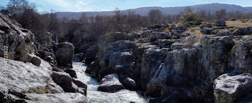 PANORAMIC OF THE COURSE OF THE RIVER OPENING UP THROUGH THE THROAT OF LOZOYA