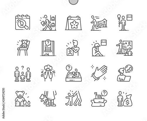 International Missing Children’s Day Well-crafted Pixel Perfect Vector Thin Line Icons 30 2x Grid for Web Graphics and Apps. Simple Minimal Pictogram