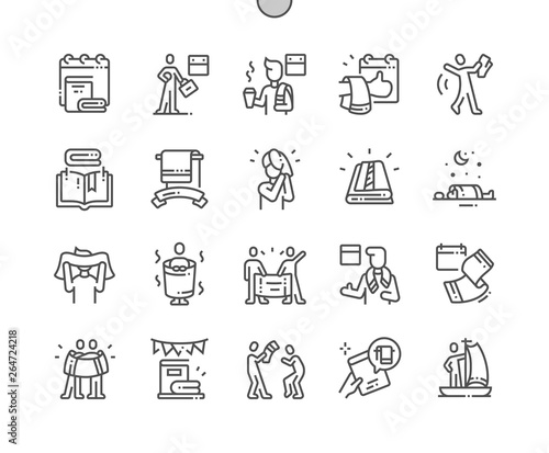 Towel Day Well-crafted Pixel Perfect Vector Thin Line Icons 30 2x Grid for Web Graphics and Apps. Simple Minimal Pictogram