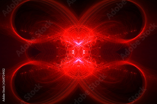 red circular wave glow. kaleidoscope lighting effect.