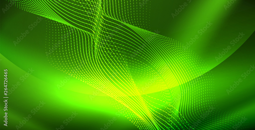 Glowing abstract wave on dark, shiny motion, magic space light. Techno abstract background Glowing abstract wave on dark, shiny motion, magic space light. Techno abstract background