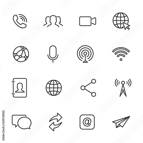 Vector set of communication line icons.