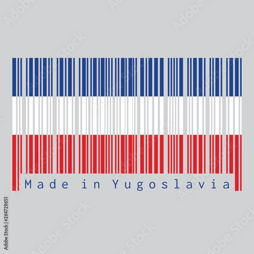 Barcode set the color of Yugoslavia (1918–1941) flag. A horizontal triband of white blue and red.