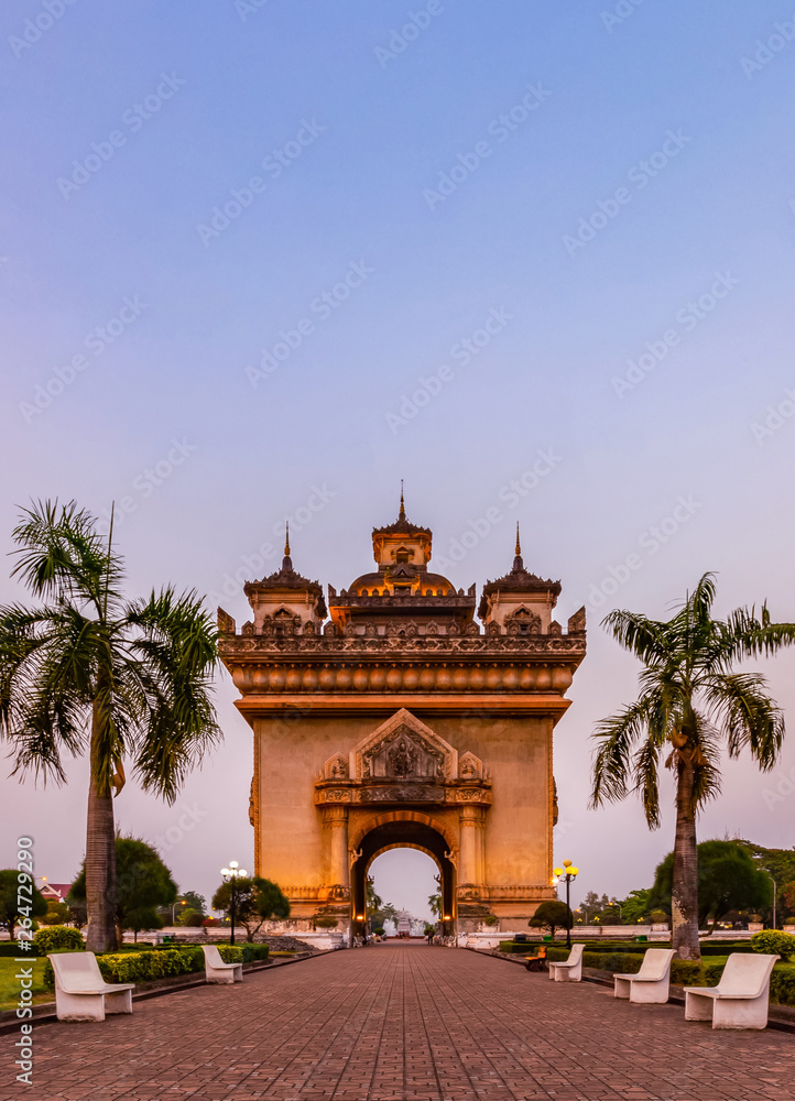 Patuxay monument landmark arch and war memorial in Vientiane, Laos