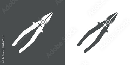 Icono plano alicates en gris y blanco