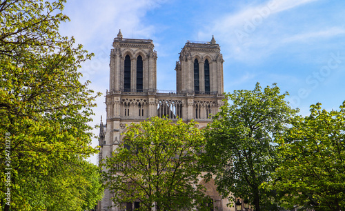 Notre Dame Cathedral in spring. Before the fire. April 05, 2019. Paris France