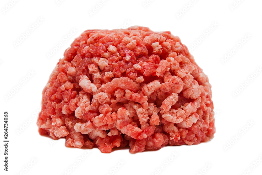 fresh minced meat with meat grinder on white background fresh minced meat with meat grinder on white background