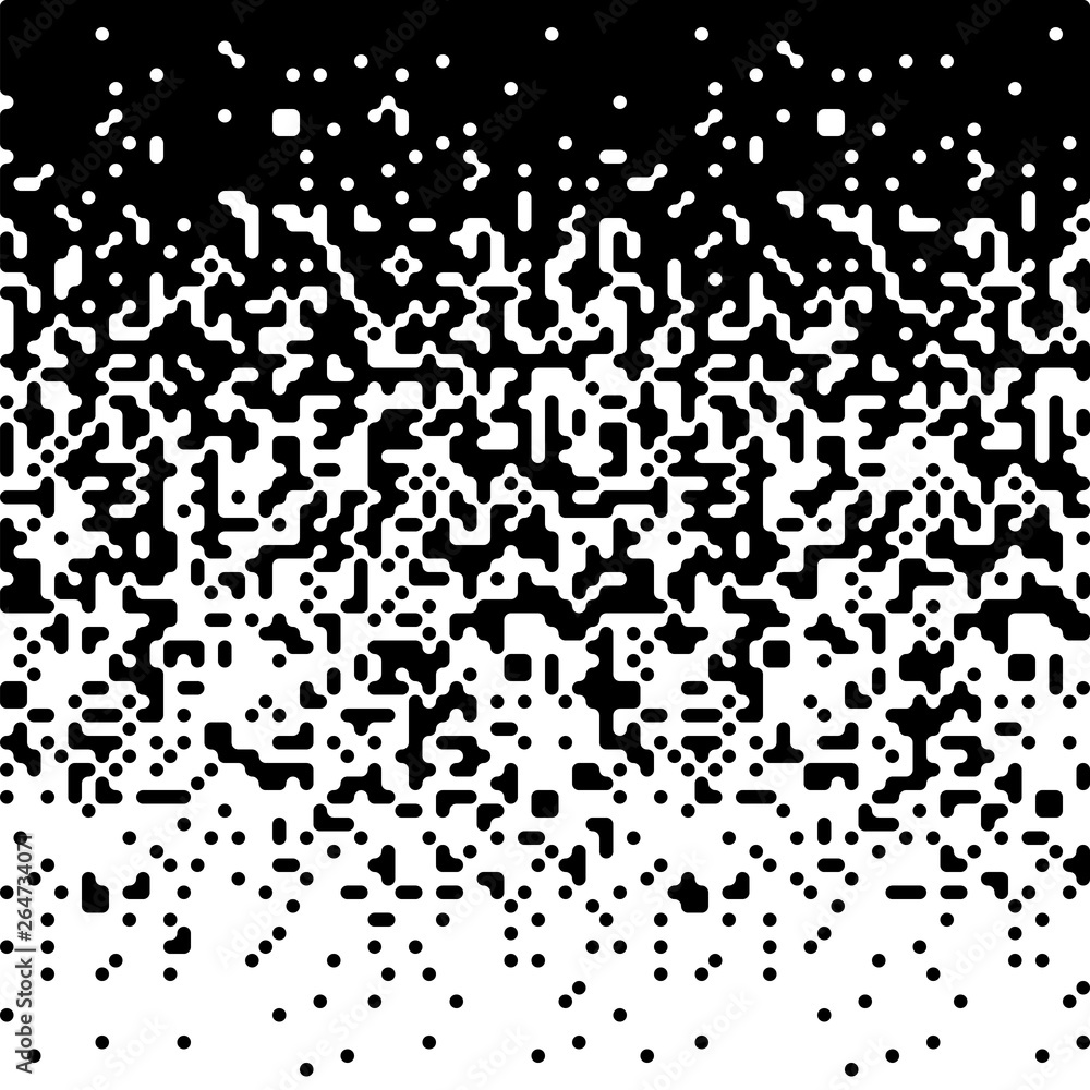 Halftone transition from uniform rounded figures. Vector illustration. Black and white abstract background. Vertical color change from black to white. Effect of smoothness. Halftone transition from uniform rounded figures. Vector illustration. Black and white abstract background. Vertical color change from black to white. Effect of smoothness.