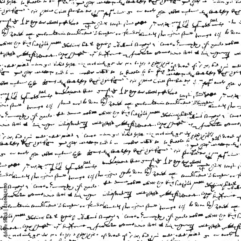 Unreadable handwritten text. Seamless vector texture for old books and manuscripts. 