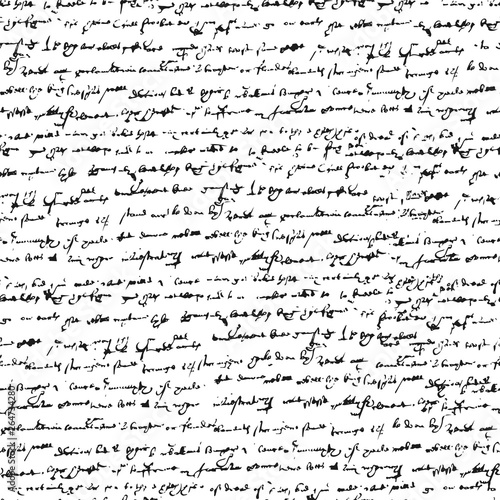 Unreadable handwritten text. Seamless vector texture for old books and manuscripts. 