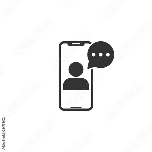 Online training in smartphone icon in simple design. Vector illustration