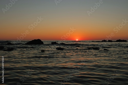 Costa Ballena, Spain; september, 2018: Costa Ballena beach at sunset, Cadiz, Andalusia, Spain