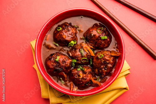 Veg or chicken Manchurian with gravy - Popular indo chinese food