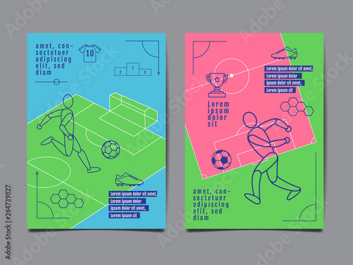 Template Sport Layout Design, Flat Design, single line,  Graphic Illustration, Football, Soccer, Vector Illustration.