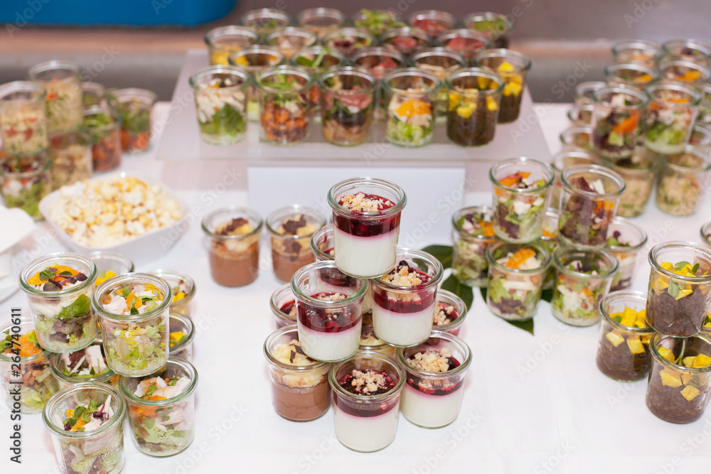 tasty appetizer catering buffet with choice of different dishes